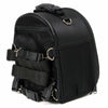Milwaukee Leather SH687 black textile motorcycle helmet backpack and sissy bar bag for bikers, with multiple compartments and sturdy design.