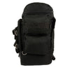 Milwaukee Leather SH688 large black nylon motorcycle sissy bar bag with luggage handle, mounted on a bike's sissy bar for storage.