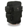 Milwaukee Leather SH688 large black nylon motorcycle sissy bar bag with luggage handle and adjustable straps.