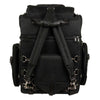 Milwaukee Leather SH689 large black waterproof textile motorcycle sissy bar bag for touring bikes, shown installed on a motorcycle.