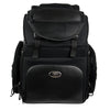 Milwaukee Leather SH689 large black waterproof textile touring motorcycle sissy bar bag with multiple compartments and sturdy straps.
