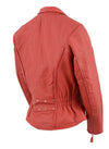 Red leather women's jacket with braided design by Milwaukee Leather, featuring a stylish and fitted look.