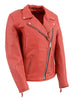 Leather King SH7013 Women's 'Braided' Red Leather Jacket