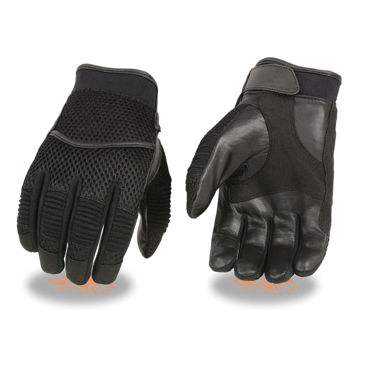 Milwaukee Leather SH791 Men's Black Mesh and Leather Racing Gloves with Leather Palm