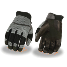 Milwaukee Leather SH791 Men's Black with Grey Mesh and Leather Racing Gloves