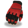 Milwaukee Leather SH791 Men's Black and Red Mesh and Leather Racing Gloves