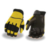 Milwaukee Leather SH791 Men's Black and Yellow Mesh and Leather Racing Gloves