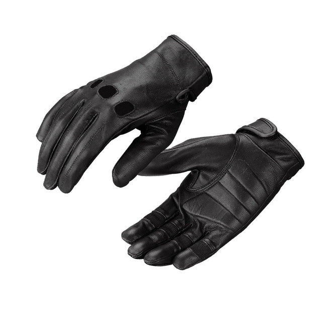 Milwaukee Leather men's black unlined leather driving gloves with classic style, showcasing smooth leather and stitching details.