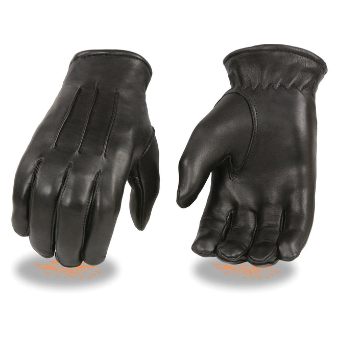 Milwaukee Leather men's black welted deerskin leather gloves with thermal lining, showcasing detailed stitching and durable construction.