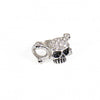 Hot Leathers stainless steel skull and bones ring with rhinestone accents, gothic accessories for bikers and rock enthusiasts.
