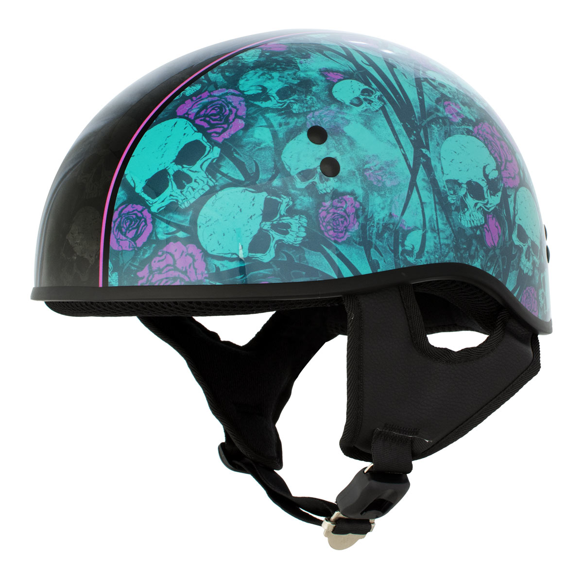 Hot Leathers HLD1041 Gloss Black 'Skull Bones Bolt' Advanced