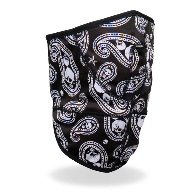 Hot Leathers paisley skull face wrap neck warmer with skull and paisley design, suitable for face, neck, and safety use.