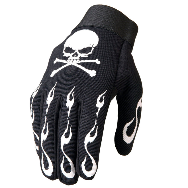 Hot Leathers Skull and Crossbones Mechanics Gloves, durable leather gloves with skull design for motorcycle or work use