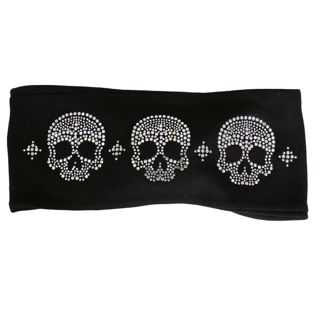 Hot Leathers skulls bling head wrap, a stylish hair accessory with shiny skull design, perfect for adding edgy flair to your look.
