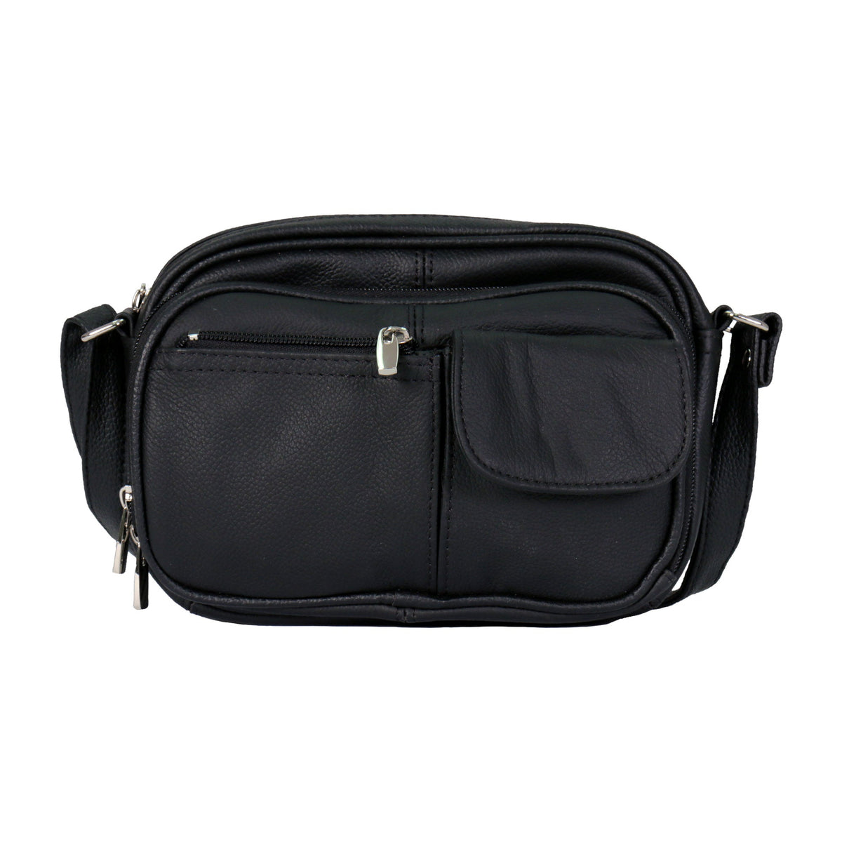Small Leather Purse from Hot Leathers, featuring multiple pockets and a clip attachment, designed for stylish convenience.