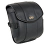 Milwaukee Leather small black PVC motorcycle cruiser sissy bar bag with zipper and turn clasp, designed for biker luggage.