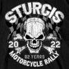 2022 Sturgis Motorcycle Rally SPB1009 Menâ€™s Skull And Checkered Flag Black T Shirt