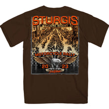 Hot Leathers SPB1084 Menâ€™s Dark Chocolate Sturgis 2023 Main Street T-Shirt