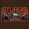 Hot Leathers SPB1084 Menâ€™s Dark Chocolate Sturgis 2023 Main Street T-Shirt