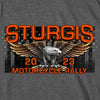 Hot Leathers SPB1085 Menâ€™s Heather Gray Sturgis 2023 Main Street T-Shirt