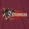 Hot Leathers SPB1089 Menâ€™s Maroon 2023 Sturgis Native Wolf T-Shirt