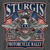 Hot Leathers SPB1105 Menâ€™s 2023 Sturgis Vintage Patriot Charcoal T-Shirt