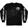 Men's black long sleeve textile shirt by Hot Leathers featuring skull and checkered flag design for the 2022 Sturgis Motorcycle Rally.