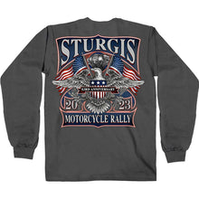 Hot Leathers SPB2105 Men's Charcoal 2023 Sturgis Vintage Patriot Long Sleeve Shirt