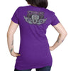 Women's Heather Purple Sturgis 2023 Hot Leathers Sugar Skull T-shirt, event-dated vintage-inspired graphic tee.