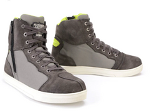 MBM9117 MEN'S DARK GREY SUEDE AND GREY CANVAS STREET RIDING SHOES WITH DUAL CLOSURE AND ANKLE SUPPORT - HighwayLeather