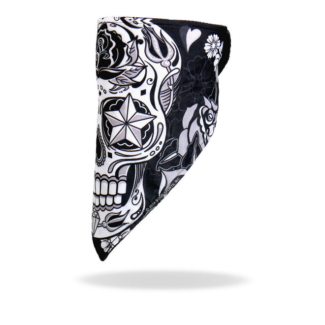 Hot Leathers sugar skull face wrap neck warmer, a stylish face and neck safety accessory with a vibrant skull design.