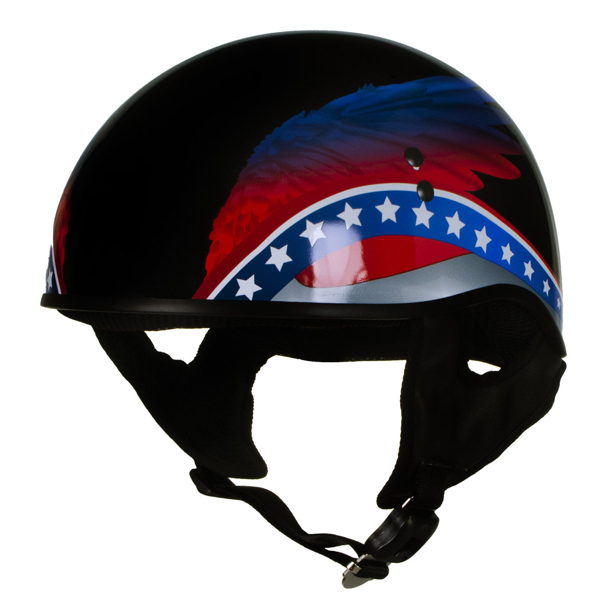 eagle design motorcycle helmet Hot Leathers HLT68 Wings Black Advanced DOT Approved Skull Cap Half Black / Small Color:Punisher Skull Ironton Auto-Darkening Welding Helmet Gifts for Him Collection Our Premium Classic Eagle