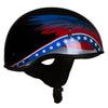 Hot Leathers T68 Eagle Wings Black Advanced DOT Approved Motorcycle Skull Cap Half Helmet for Men and Women Biker