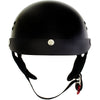 Glossy black Hot Leathers HLT70 'Stealth' motorcycle half helmet with DOT skull cap design, front view, HighwayLeather brand.