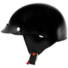 Glossy black Hot Leathers 'Stealth' DOT motorcycle half helmet with skull cap design, featuring a classic helmet shape and HighwayLeather branding.
