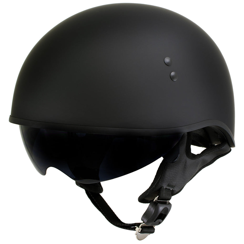 Hot Leathers T72 'Black Widow' Flat Black Motorcycle Half Helmet for M– HighwayLeather