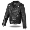 Kids leather motorcycle jacket by Buffalo Leather Gear, side lace design, classic biker style for boys and girls.