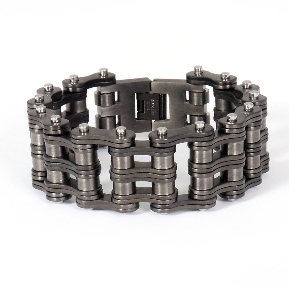 Hot Leathers Triple Wide Gun Metal Bracelet with layered metal design, perfect for rugged fashion accessories.