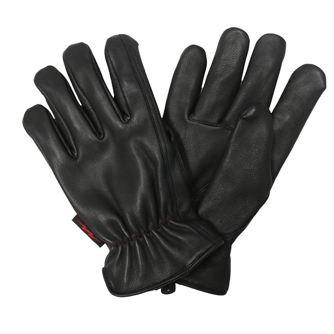 Hot Leathers GVD2004 unisex deer skin leather gloves with red and black flannel lining, designed for warmth and style.
