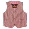 Pink leather toddler biker vest for girls by Hot Leathers, featuring a stylish kids' clothing design and biker-inspired details.
