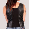 Hot Leathers ladies leather halter top vest with lace-up front, stylish corset-inspired design for women.