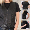 Milwaukee Leather Women's Black Vivacious braided motorcycle leather vest, stylish and fitted women's vest with decorative braids.