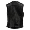 Milwaukee Leather Women's Black Speed Queen motorcycle leather vest with front zipper, back view showing tailored fit and durable material.
