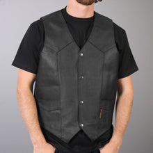 Hot Leathers VSM1014 Men's Black Heavyweight Leather Vest with Inside Pocket