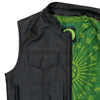 Hot Leathers VSM1050 Menâ€™s Black 'Paisley Green' Conceal and Carry Leather Vest