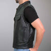 Hot Leathers VSM1058 Men's Black 'Camo Flag' Conceal and Carry Leather Vest