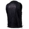Milwaukee Leather men's black Road Whip motorcycle vest with buffalo snap buttons, side and back view, premium leather construction.