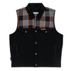 Men's Hot Leathers 2-tone denim and flannel biker vest with club style design, featuring a VSM6204 model in a classic cut.