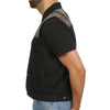 Hot Leathers men's 2-tone denim and flannel biker vest with club style design, featuring a sleeveless cut and front zipper.