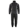 Milwaukee Leather women's waterproof rain suit in black and grey with reflective piping, designed for outdoor protection.